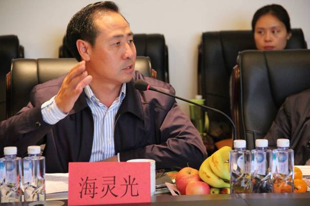海南省內(nèi)蒙古商會會長、內(nèi)蒙古農(nóng)牧業(yè)產(chǎn)業(yè)化龍頭企業(yè)協(xié)會海南辦事處主任海靈光介紹對接情況.JPG